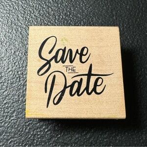 American Craft SAVE THE DATE Wood Mounted Rubber Stamp Invitations Wedding Party